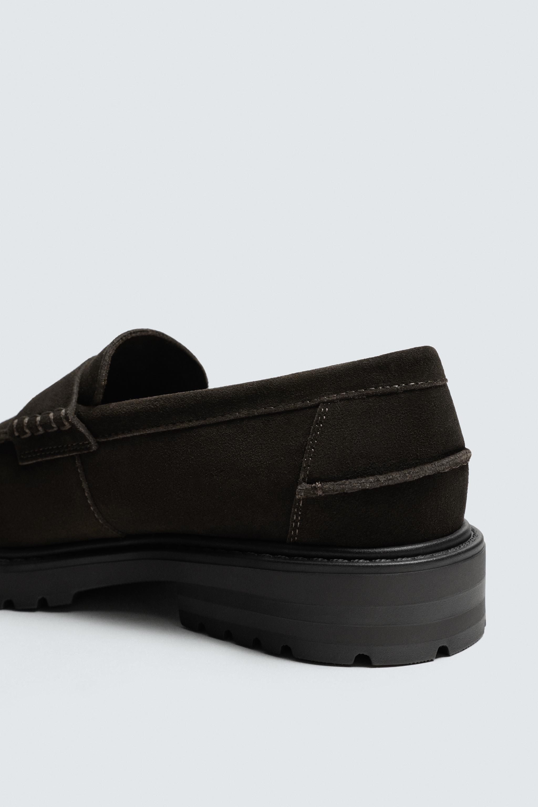 LEATHER TRACK PENNY LOAFERS